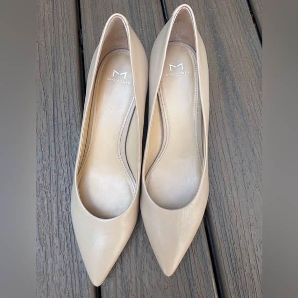 Marc Fisher Tan Pointed-Toe Heels with Block Heel - Picture 6 of 8